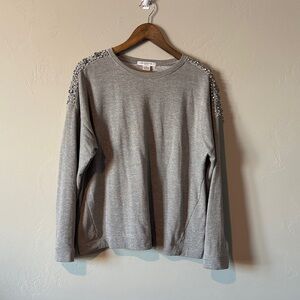 Gray Embellished Sweatshirt